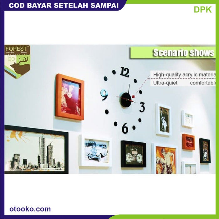 Jam Dinding Tempel Besar DIY Senyap Analog 3D Giant Clock Modern