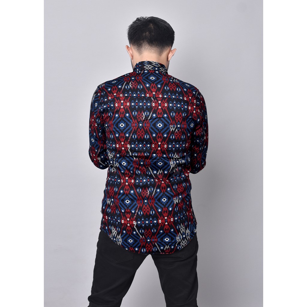 Babedo Kemeja Batik Pria Slim Fit Motif Salju Premium Lengan Panjang