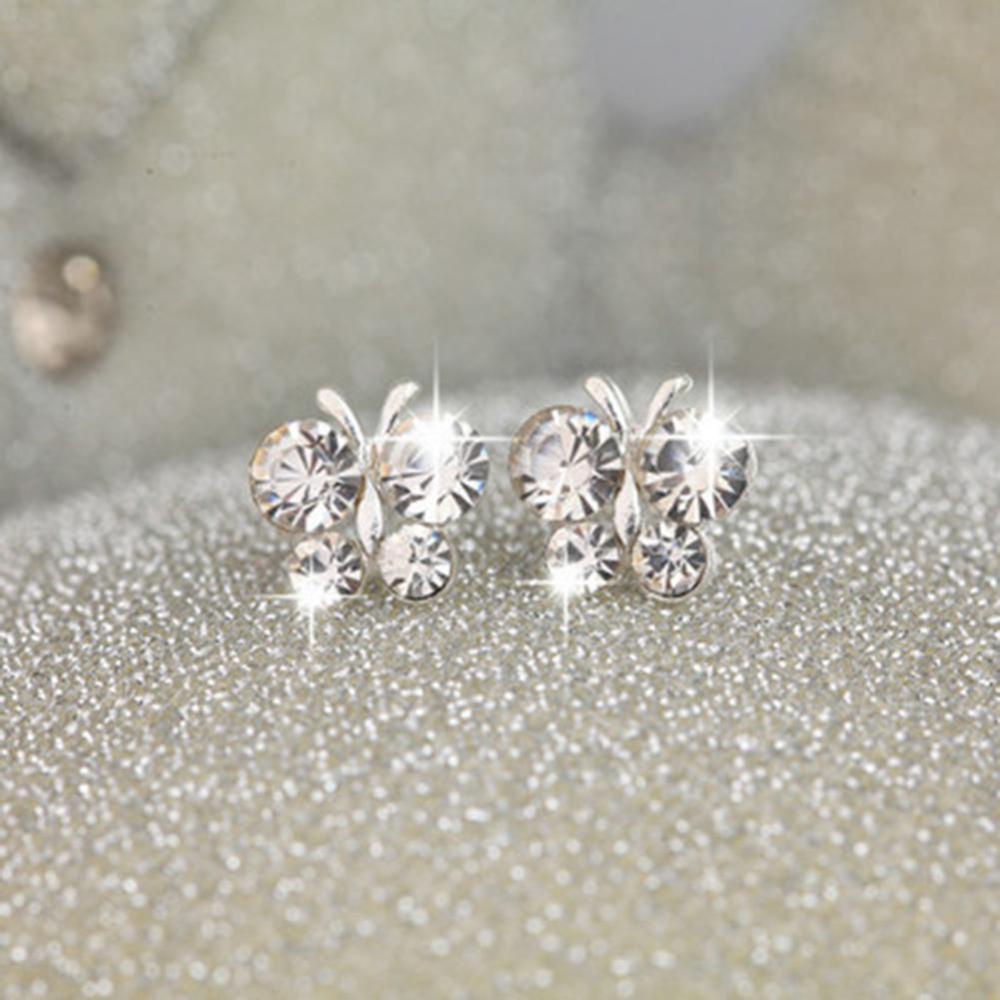 Timekey Anting Tusuk Hias Kristal Berkilau Simple Untuk Wanita A6K1