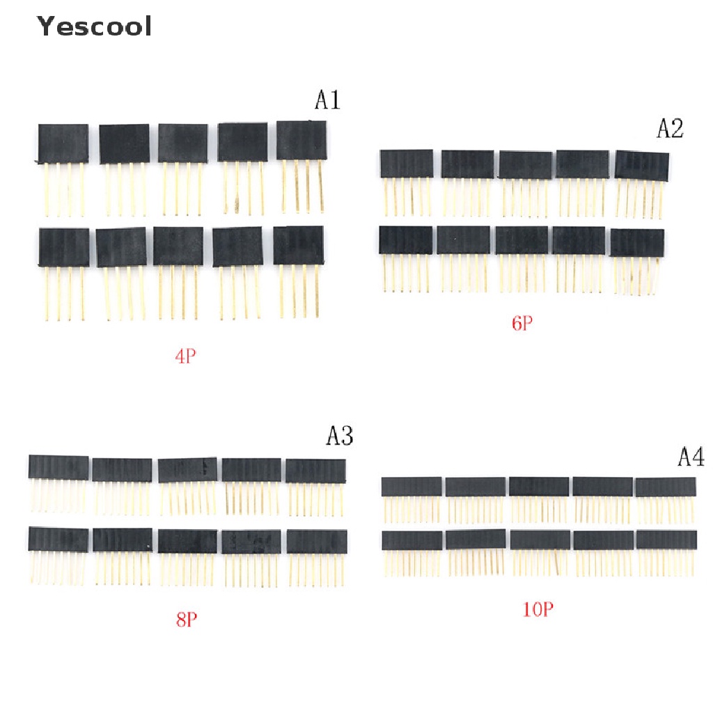 Yescool 10pcs Kepala Femal Kaki Panjang 2.54mm Untuk Arduino Shield