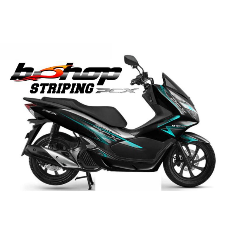 Striping Honda PCX variasi hitam biru motif simple