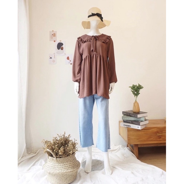 YOURA BLOUSE COLLAR / ATASAN WANITA CRINKLE KOREAN STYLE