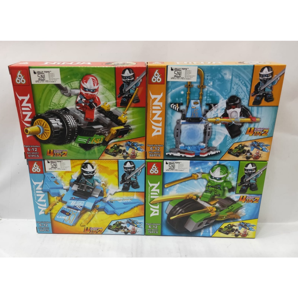 Bricks Block Ninja Go Kendaraan 4in1 Robot 66051