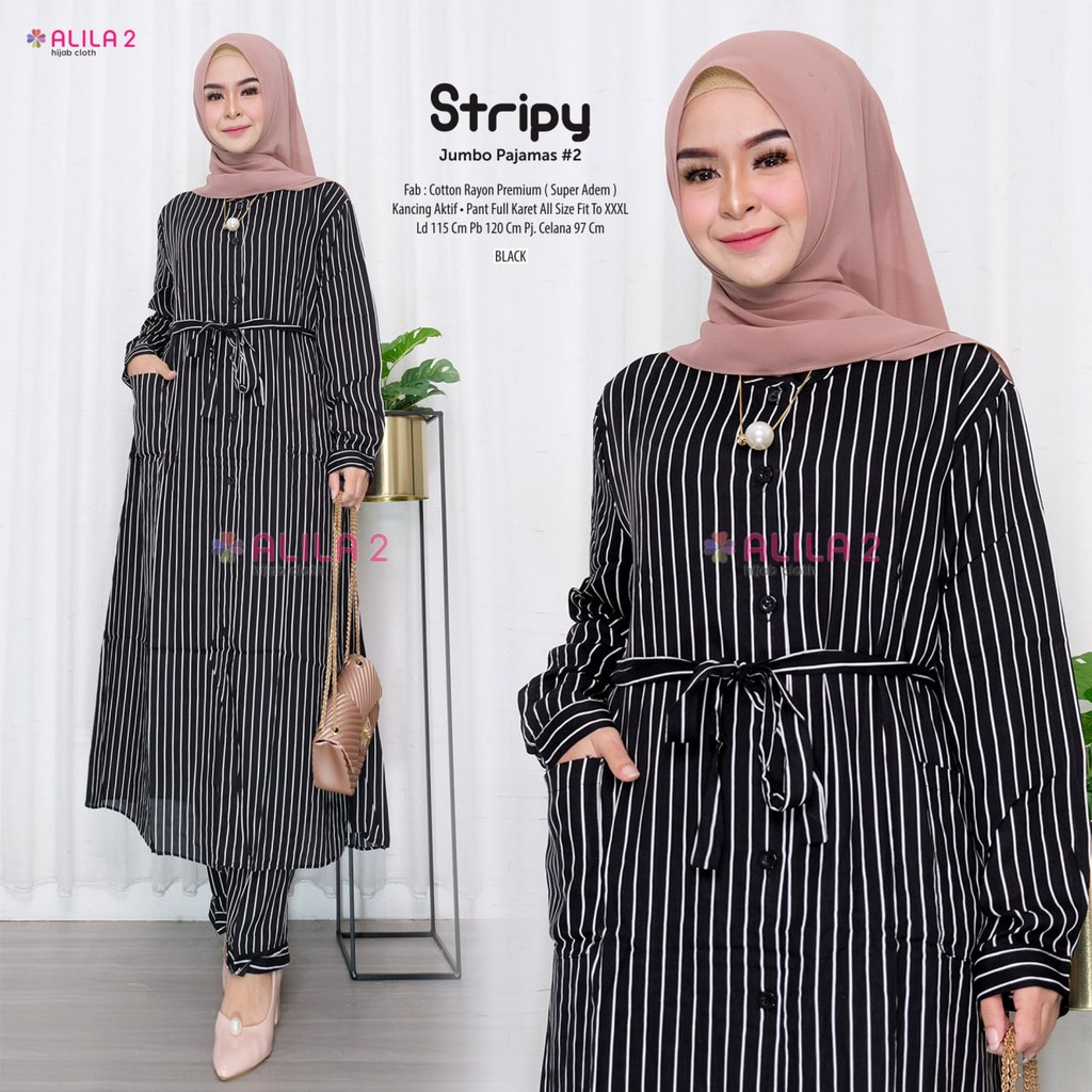 Setelan rayon jumbo setelan tunik rayon premium one set rayon jumbo tunik setelan setcel / Stripy