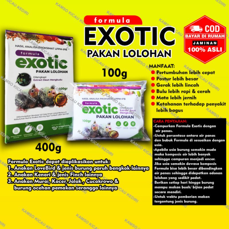 BUBUR LOLOHAN EXOTIC 400 gr PAKAN LOLOHAN EXOTIK ANAKAN BURUNG LOVEBIRD PARKIT KENARI