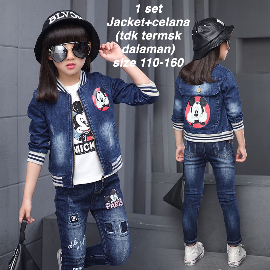 (LOLI-JKT) JK-03 JAKET &amp; CELANA GAMBAR MICKEY MOUSE BISA JADI TAS 110-160