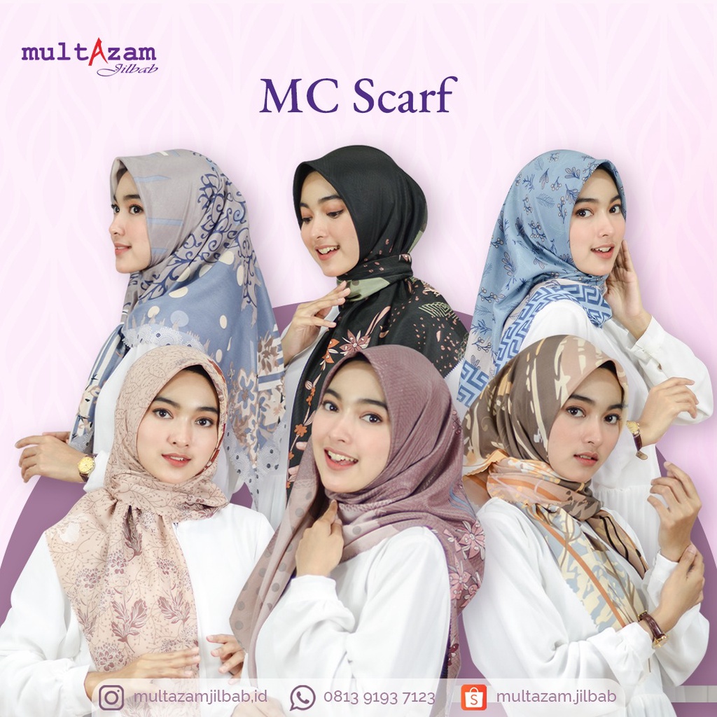 Jilbab Segi Empat Voal Premium Motif MC by Umama Scarf Bahan Polyvoal Premium Ukuran 110 x 110 cm