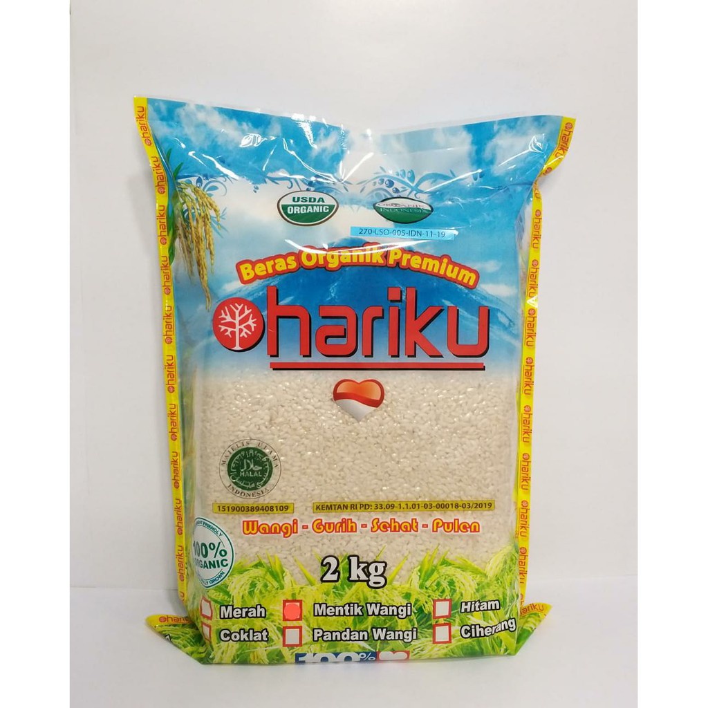 

Hariku, Organic White Rice Mentik Wangi 2 kg (Beras Putih Organik)