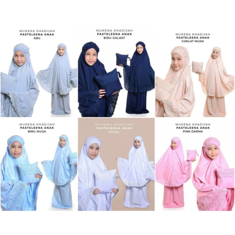 mukena khadijah / mukena anak / mukena anak renda / mukena anak warna