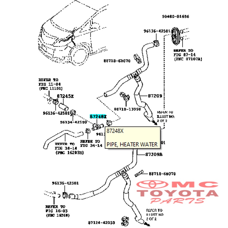 Pipa Pipe Sambungan Selang Heater Air Alphard Wish Noah 87248-20380