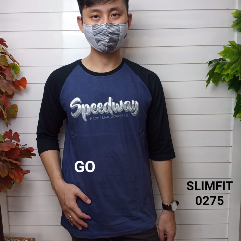 gof MAXMILLIAN KAOS Panjang 3/4 (Slimfit) Pakaian Pria Atasan Kaos Oblong Original Lengan Panjang