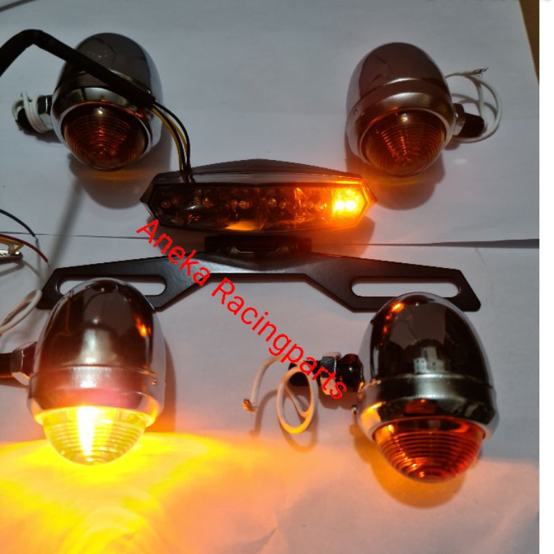 lampu stop variasi rx king tiger cb dll model led 3 in 1 satu set sepasang sen krum depan blkg