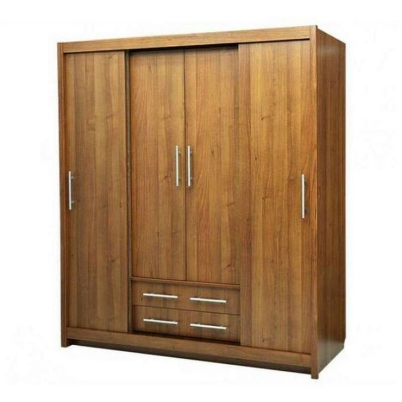 Lemari Pakaian Minimalis / Lemari Kayu Jati 4 Pintu / Lemari Pakaian Jati Minimalis