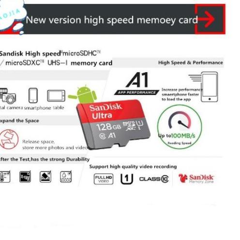 ♝ SanDisk memory card 16/32/64/128/256GB CLASS 10 to 100Mbps MicroSD Kartu Memori card (Free Adapter
