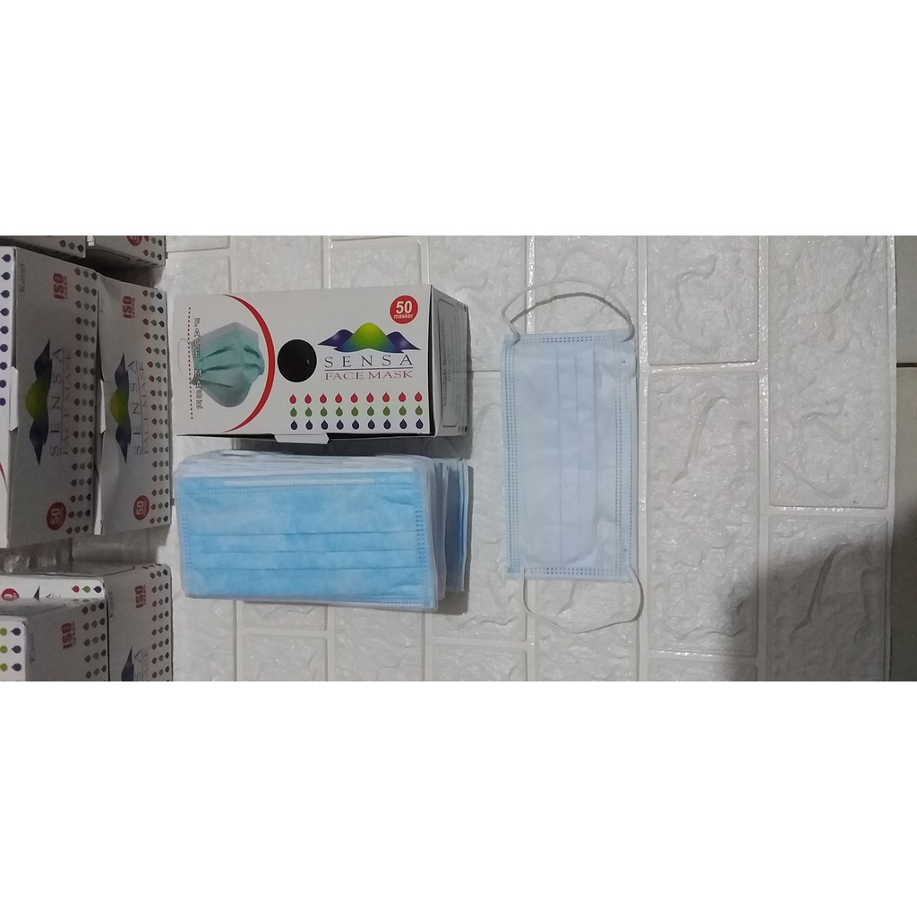 Masker polos cantol kuping 3ply isi 50 pcs