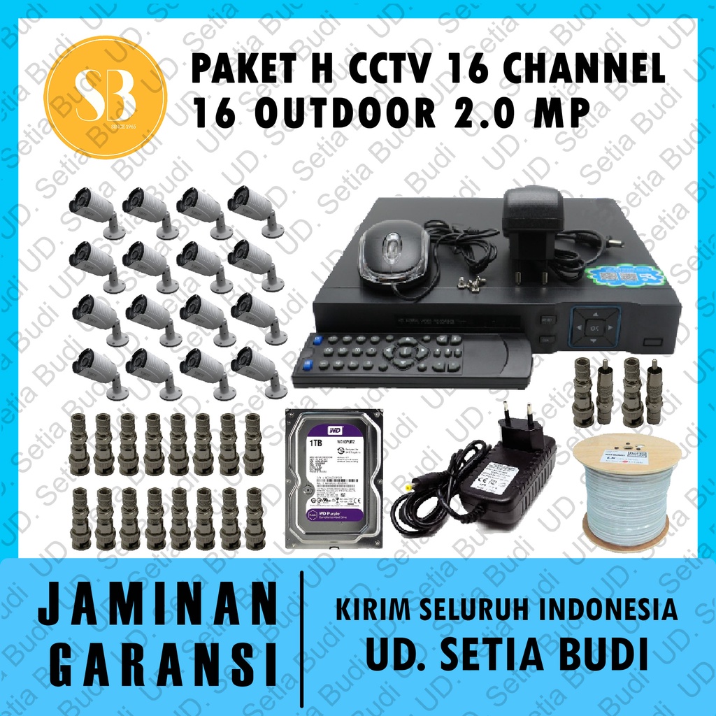 Paket H CCTV 16 Channel: 16 Outdoor 2.0 MP