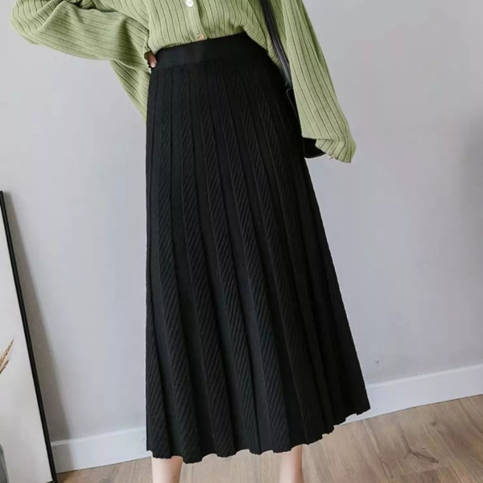 Broadway style - Rok Rajut Panjang Korea / Korea Long Skirt - Hitam