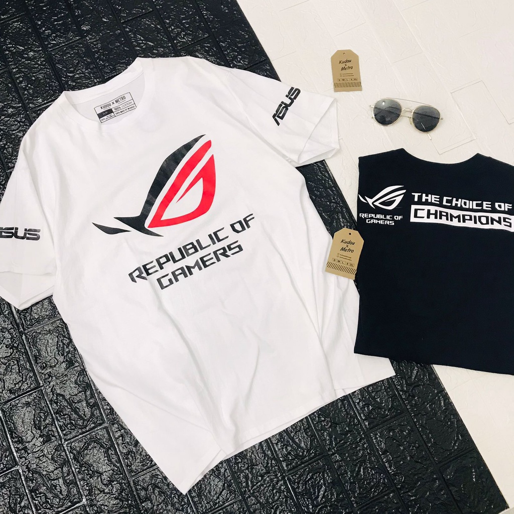 Kaos Asus ROG Republic Of Gamer White Tshirt Gamer