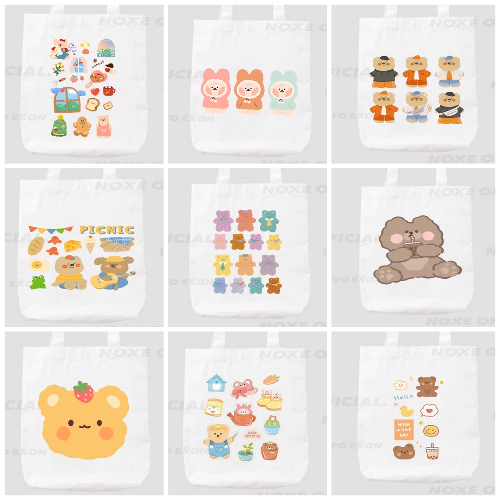 TOTE BAG CUTE BEAR PART 2 / TOTE BAG KANVAS GAMBAR LUCU