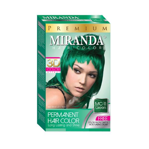 MIRANDA MC-11 GREEN hair color pewarna cat rambut natural abu gray brown cokelat