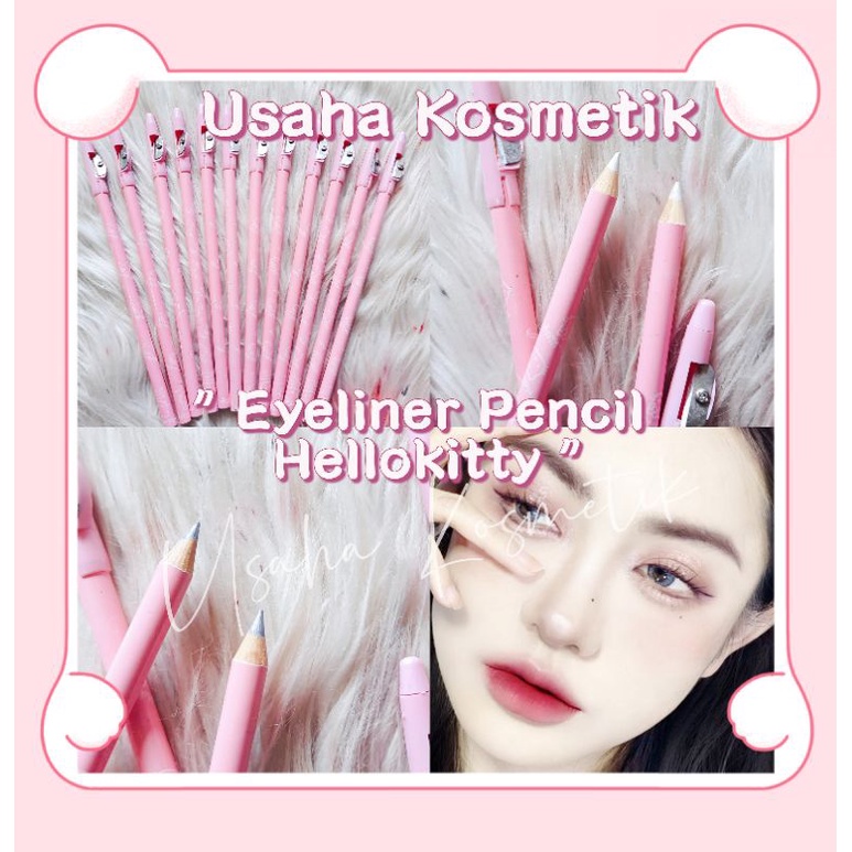 PROMO PERLUSIN!! EYELINER PENCIL ANTI AIR WATERPROOF HELLOKITTY WARNA SILVER/PUTIH BEST SELLER