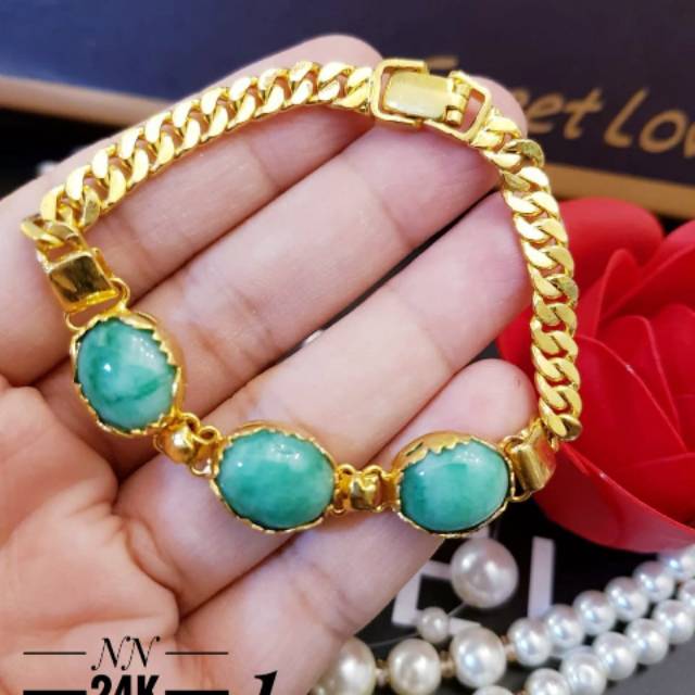 Titanium gelang lapis emas 24k 1854j