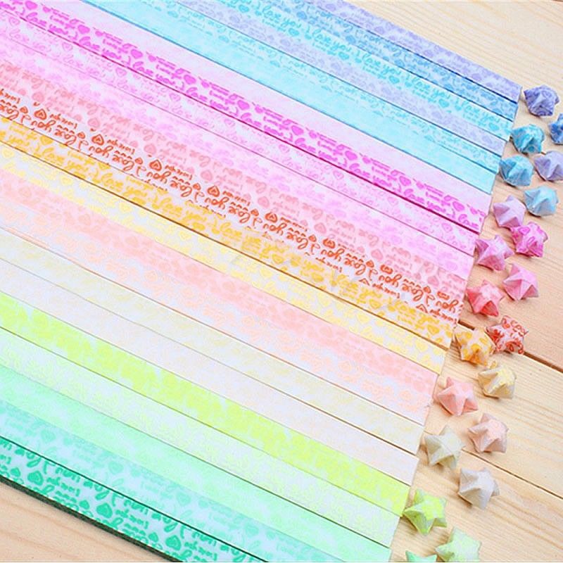 【READY】1Bag Luminous I Love You Lucky Star Folding Origami Paper Lucky Wish Star Origami Paper