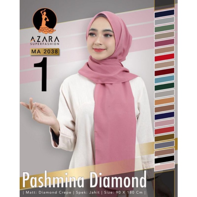 TERMURAH ! PASHMINA DIAMOND LC SQUARE BAHAN DIAMOND CREPE PREMIUM AZARA JILBAB HIJAB KERUDUNG