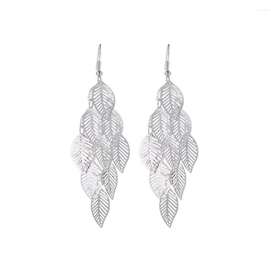 OILA anting rumbai daun multilayer hollow leaves earrings (3E4) jan149