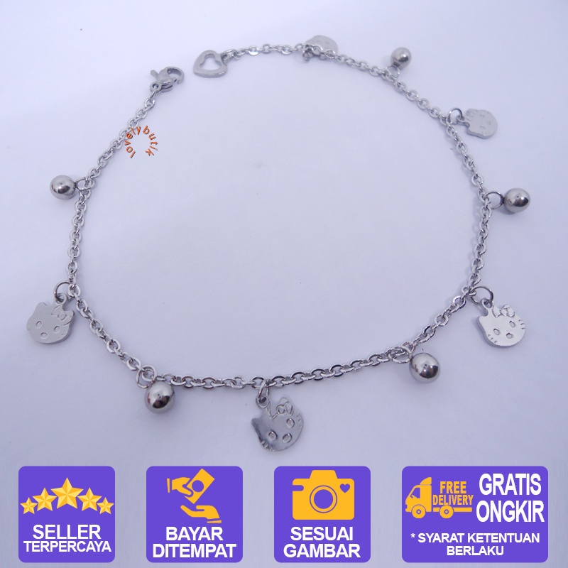 Lovelybutik - Gelang Kaki Titanium Asli Anti Karat Cutie Gelang Kaki Titanium Silver BONUS KOTAK