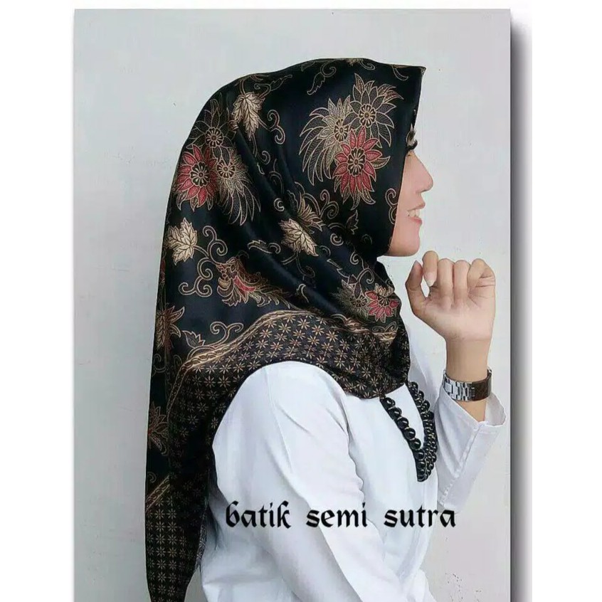 Wiji Hijab Segi Empat Square Kerudung Batik Sutera Wanita