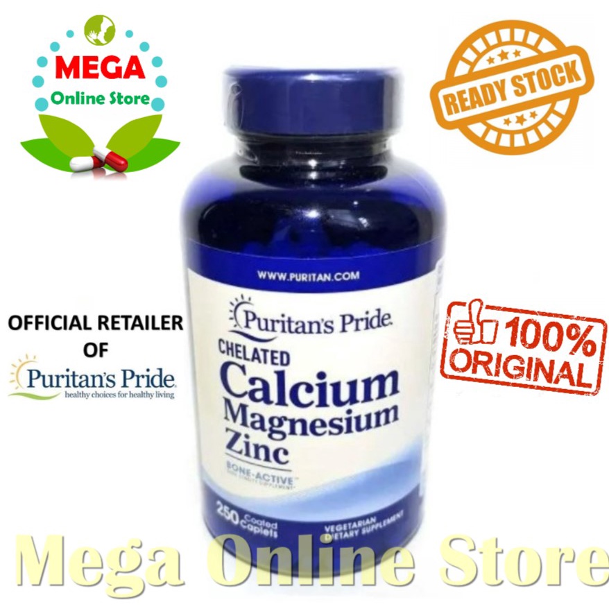 Puritan Pride Chelated Calcium Mag Zinc 250 Caplets - Peninggi Badan