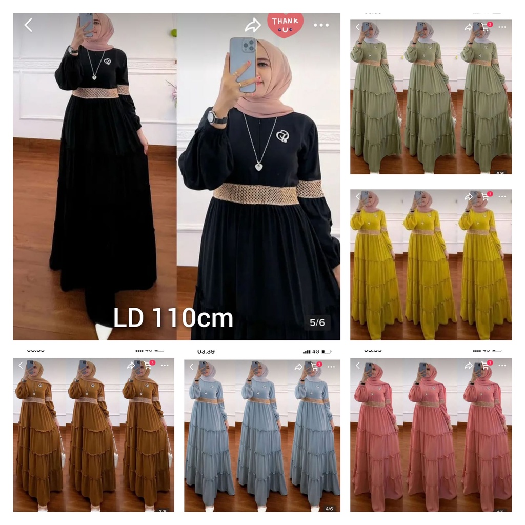 [BUSUI]Gamis Ceruty Babydoll Polos / Gamis Ceruty Polos / Gamis malaysia Renda Import