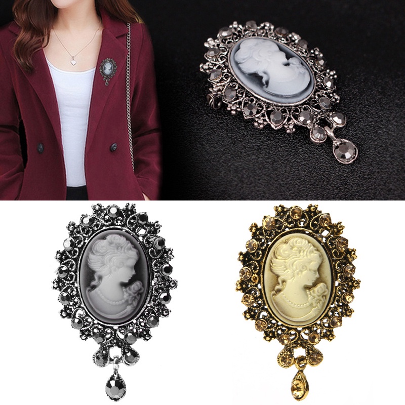 SIY  Lady Vintage Cameo Victorian Style Wedding Party Women Pendant Brooch Pin