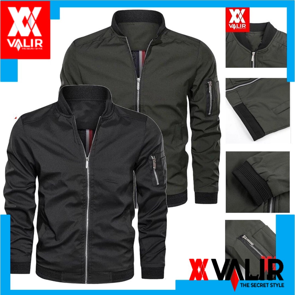 Valir Jaket Bomber Pria Groove Terbaru  Original Hitam Casual 1pcs
