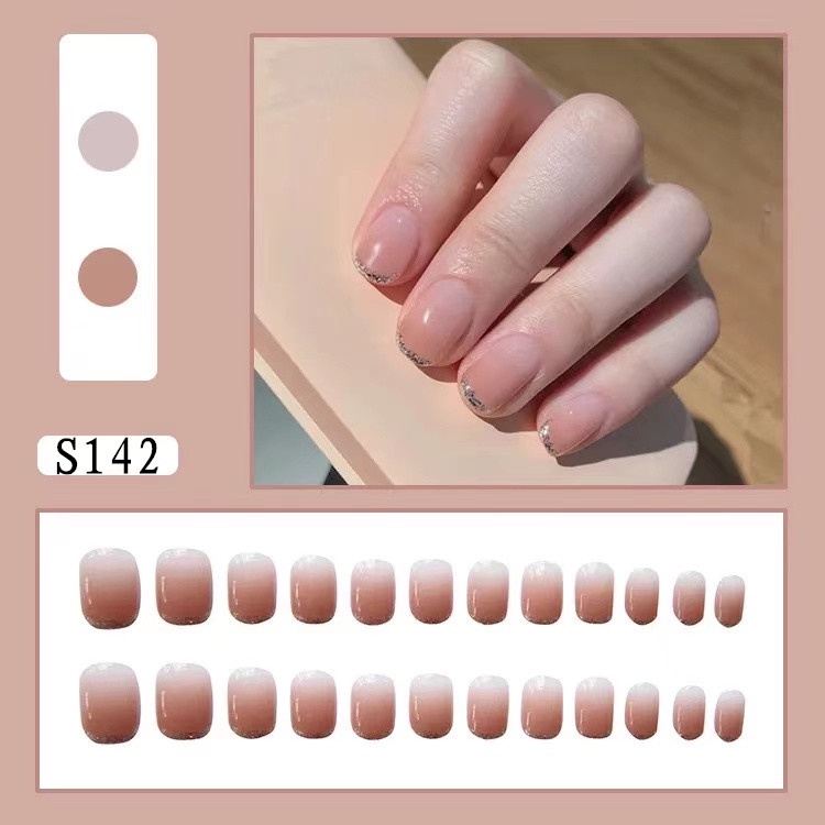 24PCS/SET Simulasi Lem Alpukat Memakai kuku palsu R Perawatan Kuku Palsu-S142
