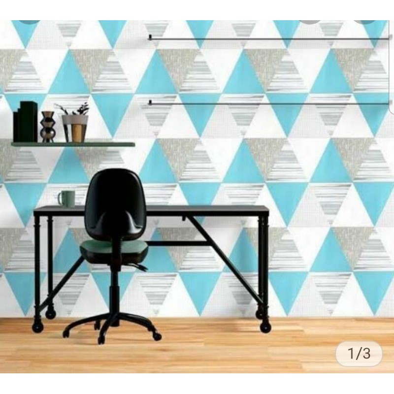 Wallsticker/wallpaper sticker/wallpaper/wallsticker murah/sticker 3D/wall sticker 3D/sticker dinding-segitiga biru
