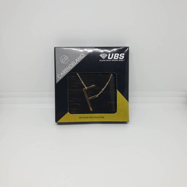 Kalung Emas 375 Alpha Beta Milea UBS Carendelano Huruf F