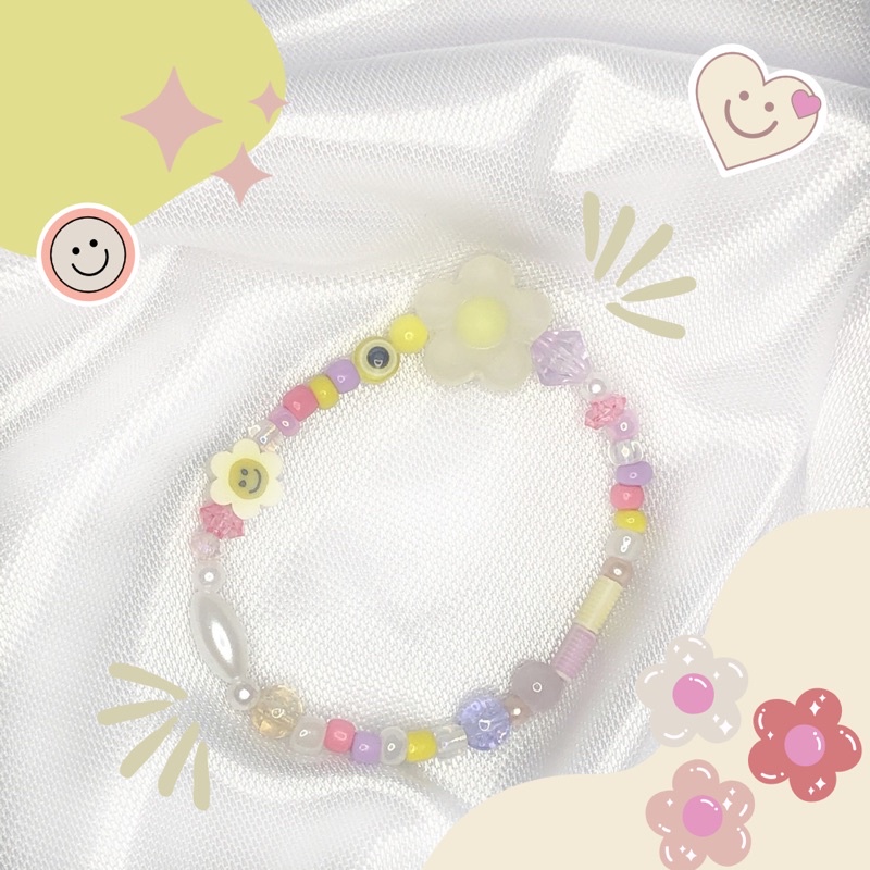 NEW FLOWER BRACELET BEADS / gelang manik / bracelet beads / gelang dan cincin manik