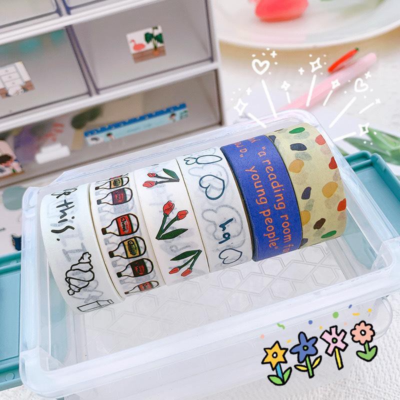 

[FS] 5m Washi Tape Deco Black & White - Color Masking Tape Journal