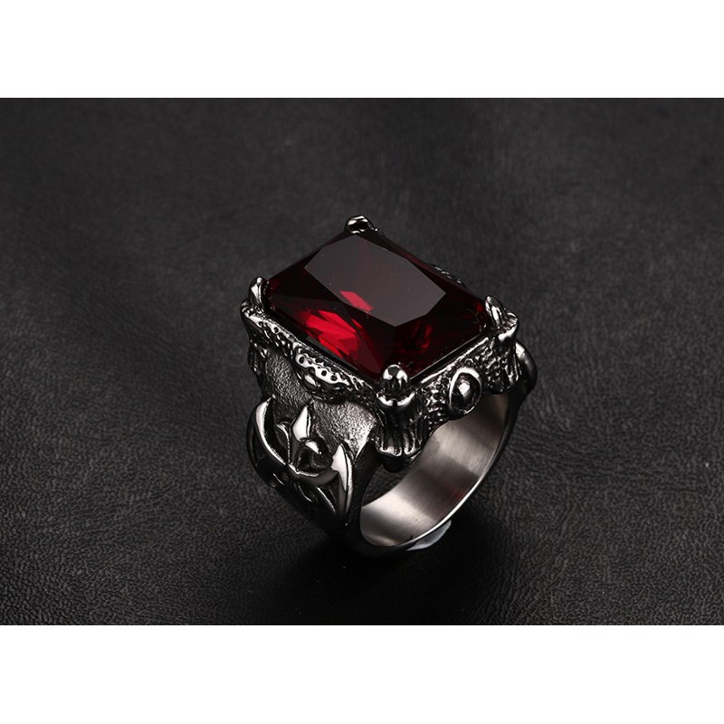 Cincin Pria Cowok Titanium 316L Anti Karat Batu Import CP017 punk series