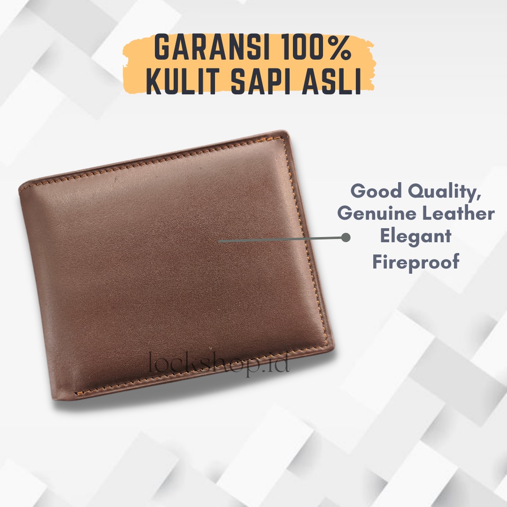 Lock Dompet Pria Kulit Asli Azure Wallet - Gratis Ukir Nama L003