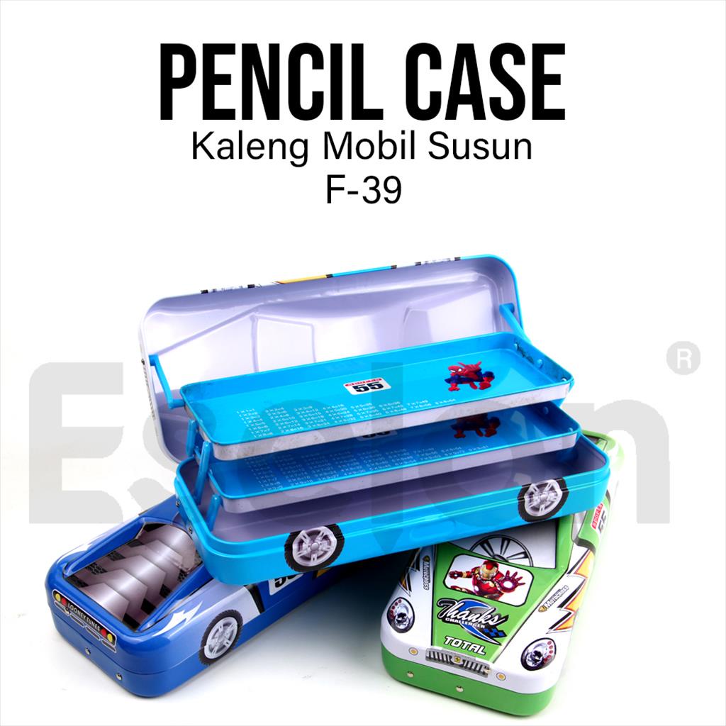 Kotak Pensil Kaleng F39 3susun Mobil Fancy karakter-1