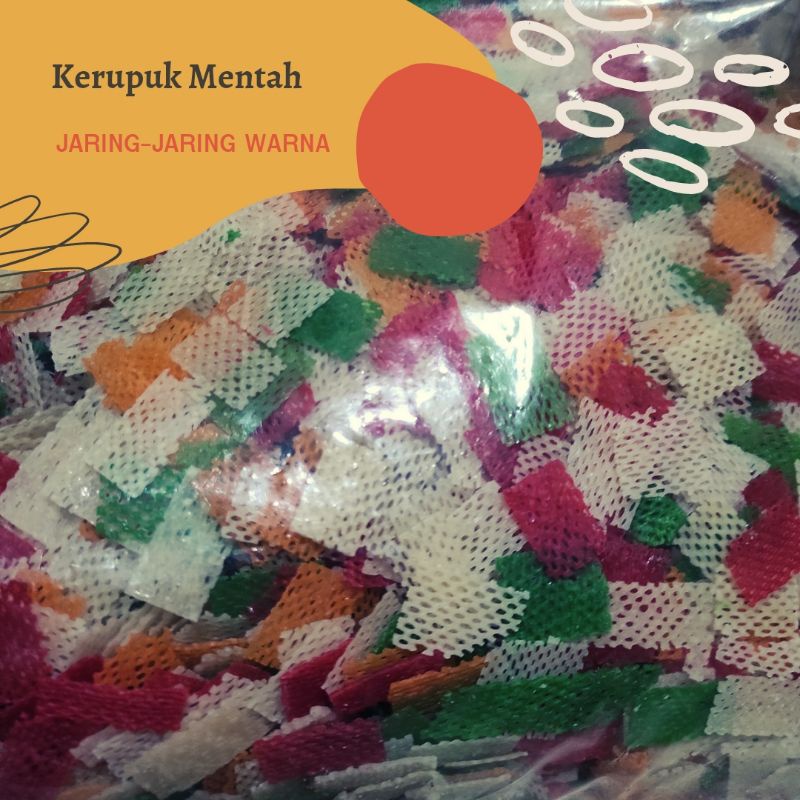 

[ 1 KG ] KERUPUK TARO WARNA / KRUPUK JARING-JARING WARNA / KRECEK MENTAH ENAK EMPUK