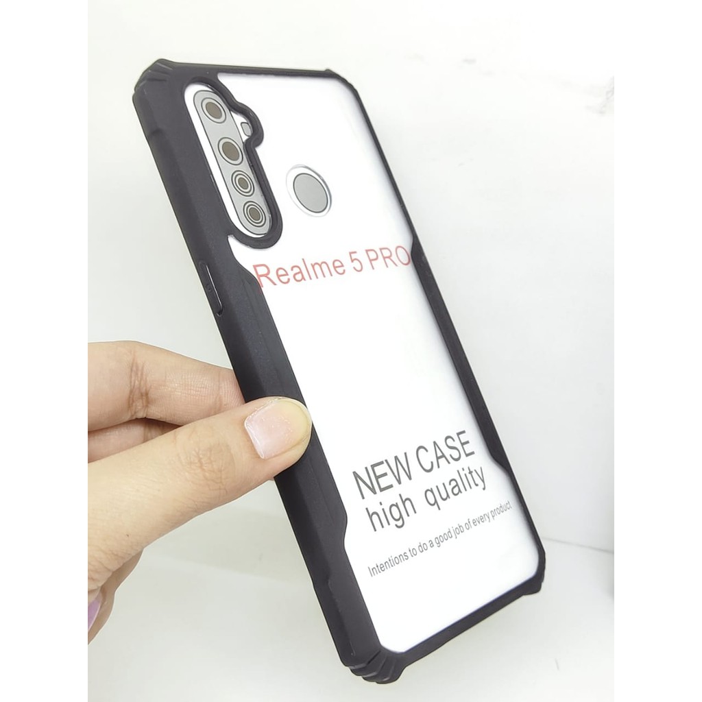 Anti Shocking Realme 5 Pro 6.3 Inch Hardcase Mika List Hitam Acrylic Case