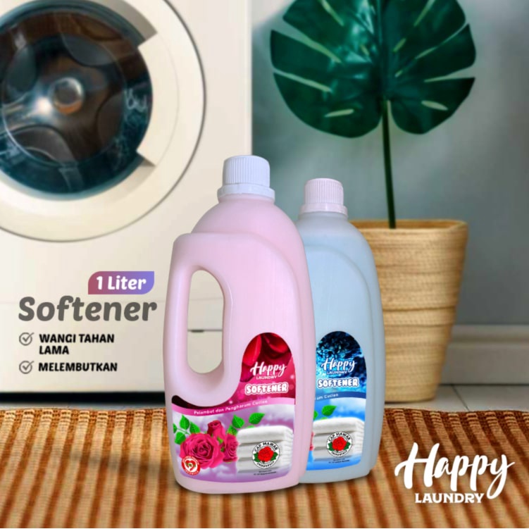 Happy Laundry Softener 1 Liter Perawatan Pakaian Pelicin Pengharum Pelembut Pakaian