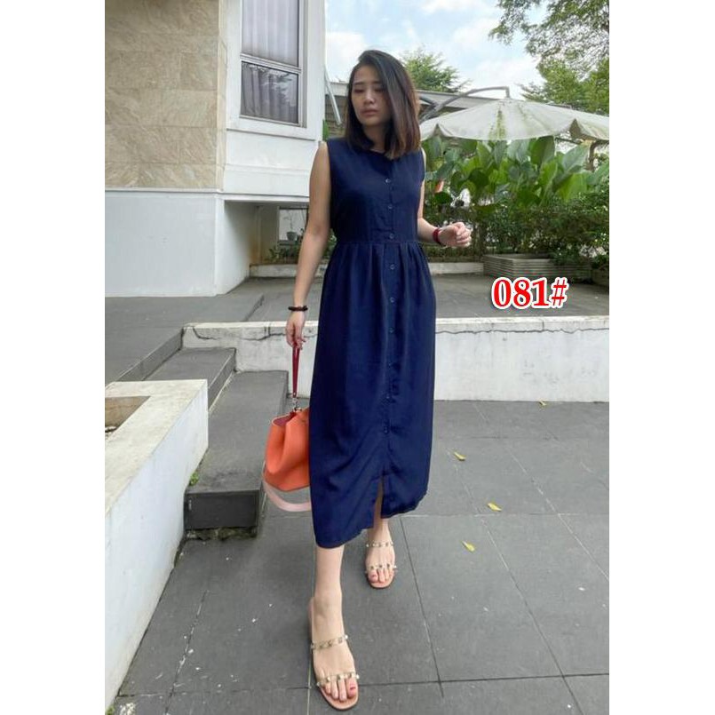 081#Dress wanita/Dress kancing