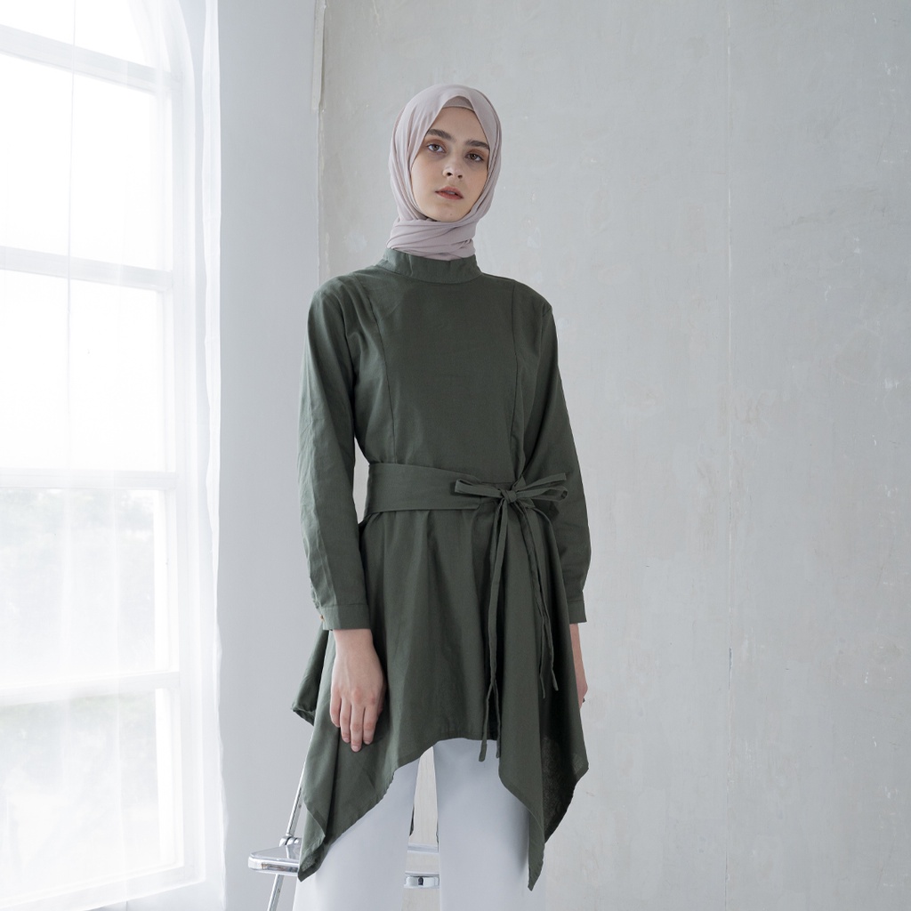 TUNIQUE | SAHARA COLLECTION | Chloe Atasan Tunik Wanita Kekinian Terbaru | Dress Tunik Hijau Army Po