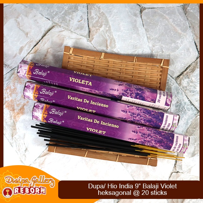 Dupa Hio Wangi Violet Balaji heksagonal 9&quot; @20 sticks