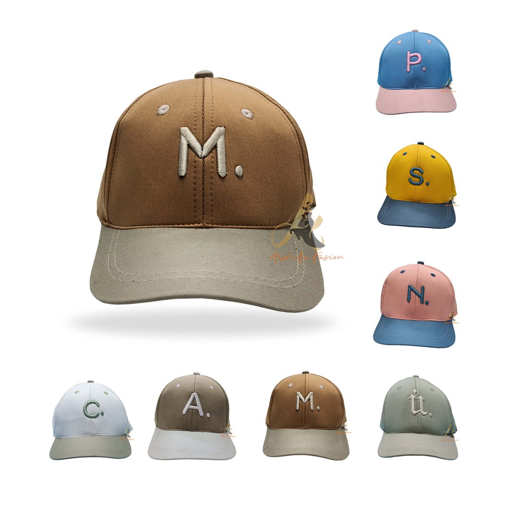 Topi Anak Bordir Inisial / Topi Anak Huruf Alfabeth Usia 3-12 Tahun-3
